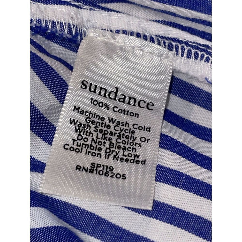 Sundance Front Tie Blouse Top Women’s Large Blue White Cotton Button Up Stripes - Picture 4 of 6